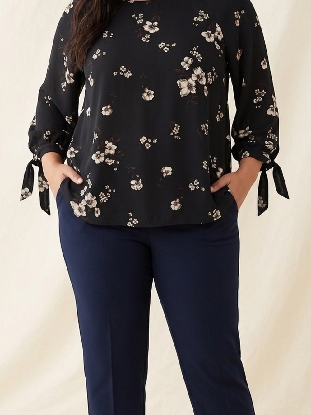 Papermoon Black Floral Blouse with Ivory Accents